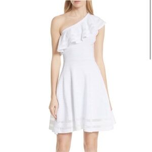 Ted Baker Ruffle White One-Shoulder Dress Size 12
